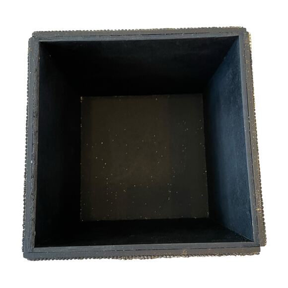 Red Velvet Gold Sequin Christmas Present Gift Box w/ Bow & Lid 7in Holiday Decor - Picture 15 of 15